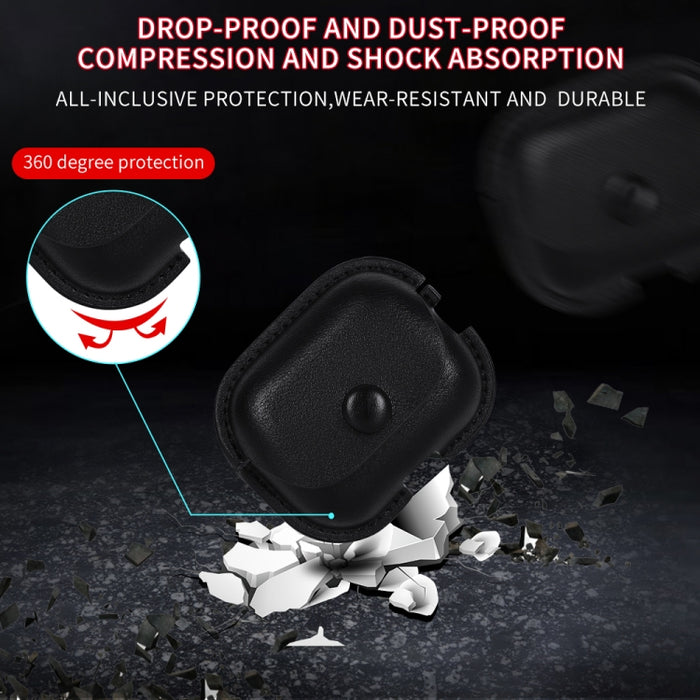 Estuche protector para auriculares de cuero PU con textura Litchi con cordón