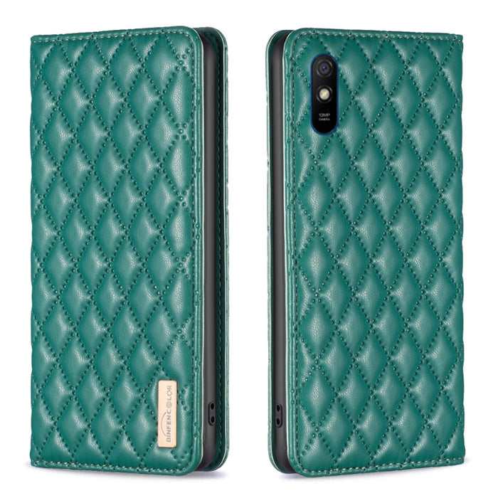 Estuche para teléfono con tapa de cuero magnético Diamond Lattice, For Xiaomi Redmi 9A, For Xiaomi Redmi 9C / 10A / Poco C31, For Xiaomi Redmi 9, For Xiaomi Redmi 10 5G / Note 11E, For Xiaomi Redmi 10 2022 / Note 11 4G, For Xiaomi Redmi 10C            ...