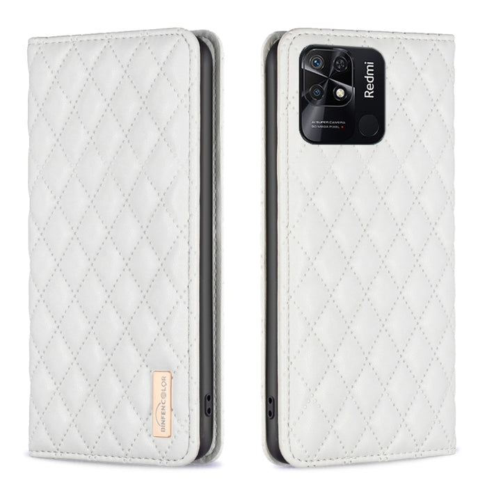 Estuche para teléfono con tapa de cuero magnético Diamond Lattice, For Xiaomi Redmi 9A, For Xiaomi Redmi 9C / 10A / Poco C31, For Xiaomi Redmi 9, For Xiaomi Redmi 10 5G / Note 11E, For Xiaomi Redmi 10 2022 / Note 11 4G, For Xiaomi Redmi 10C            ...