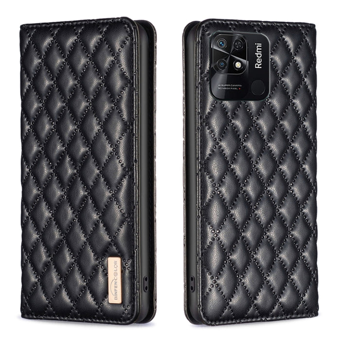 Estuche para teléfono con tapa de cuero magnético Diamond Lattice, For Xiaomi Redmi 9A, For Xiaomi Redmi 9C / 10A / Poco C31, For Xiaomi Redmi 9, For Xiaomi Redmi 10 5G / Note 11E, For Xiaomi Redmi 10 2022 / Note 11 4G, For Xiaomi Redmi 10C            ...