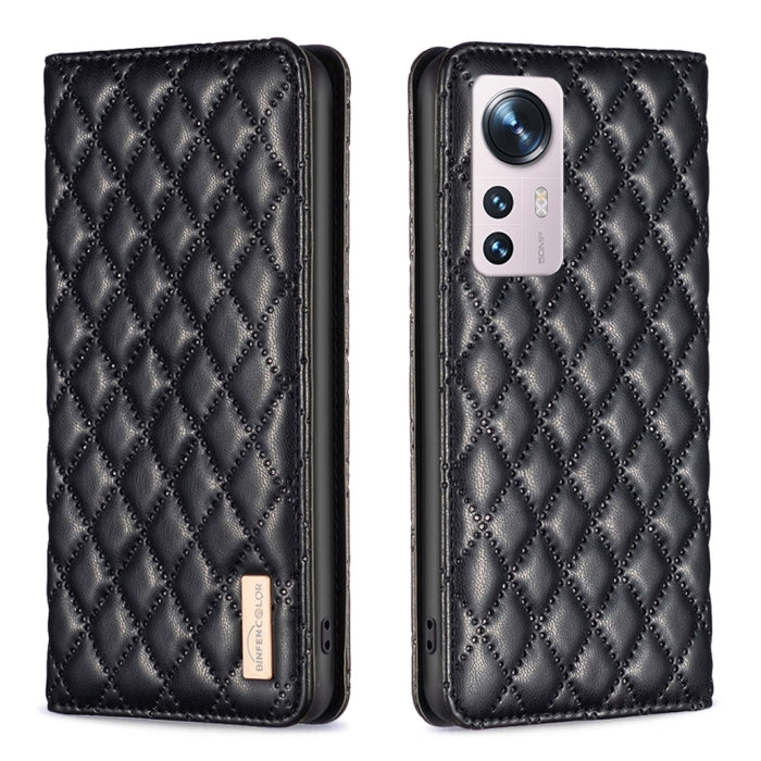 Estuche para teléfono con tapa de cuero magnético Diamond Lattice, For Xiaomi 12 Lite, For Xiaomi 12 Pro, For Xiaomi 12T / 12T Pro / Redmi K50 Ultra, For Xiaomi 12, For Xiaomi Poco M3, For Xiaomi Poco M3 Pro, For Xiaomi Poco X3 / X3 NFC