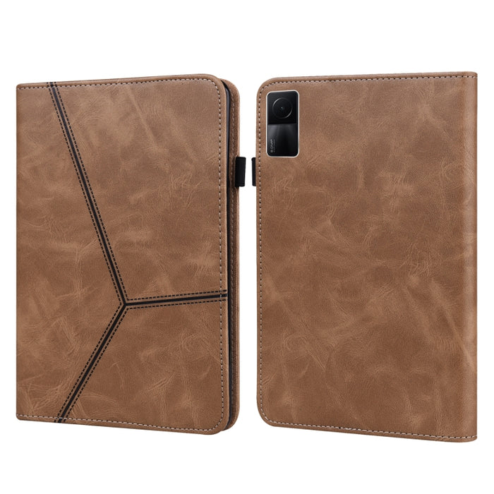 Estuche de cuero a rayas en relieve de color sólido, For Xiaomi Redmi Pad 10.61 2022