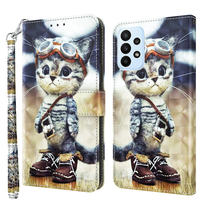 Estuche para teléfono de cuero pintado en 3D, For Samsung Galaxy S23 5G, For Samsung Galaxy S23+ 5G, For Samsung Galaxy S23 Ultra, For Samsung Galaxy A14 5G, For Samsung Galaxy A23e, For Samsung Galaxy A04, For Samsung Galaxy A04s                      ...