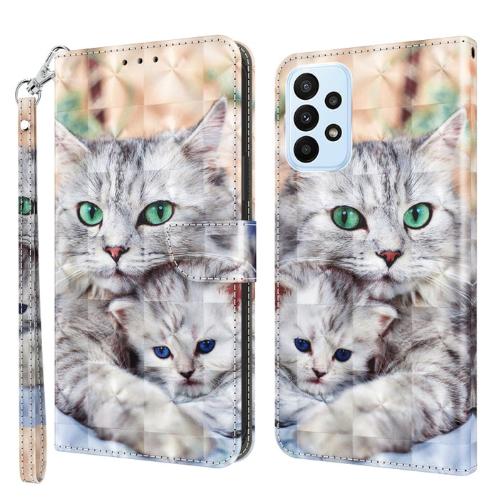 Estuche para teléfono de cuero pintado en 3D, For Samsung Galaxy S23 5G, For Samsung Galaxy S23+ 5G, For Samsung Galaxy S23 Ultra, For Samsung Galaxy A14 5G, For Samsung Galaxy A23e, For Samsung Galaxy A04, For Samsung Galaxy A04s                      ...
