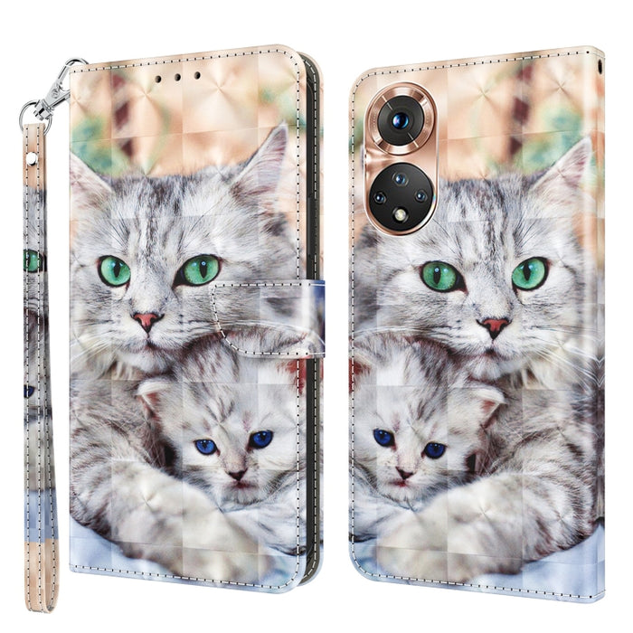 Estuche para teléfono de cuero pintado en 3D, For Realme GT2 Pro, For Sony Xperia 5 IV, For Motorola Moto E22, For Honor X8 4G, For Honor 50