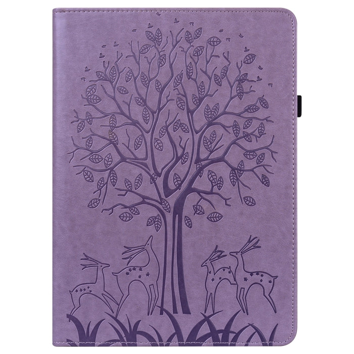 Estuche para tableta de cuero estampado prensado con estampado de árboles y ciervos, For Xiaomi Redmi Pad 10.61 2022
