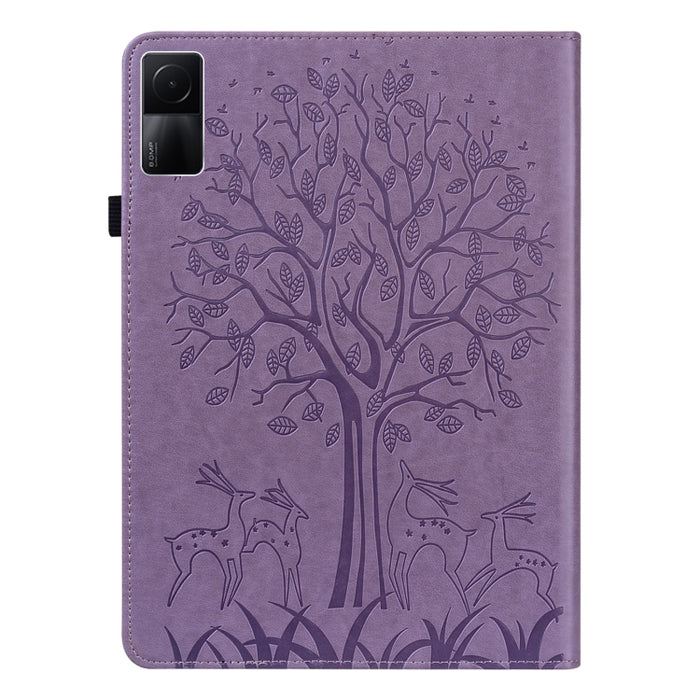 Estuche para tableta de cuero estampado prensado con estampado de árboles y ciervos, For Xiaomi Redmi Pad 10.61 2022