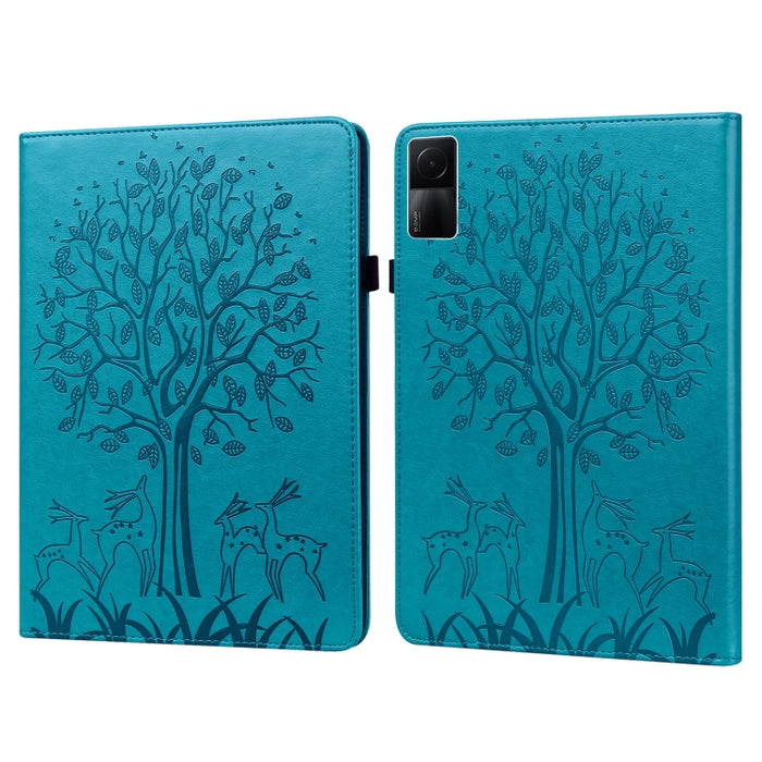 Estuche para tableta de cuero estampado prensado con estampado de árboles y ciervos, For Xiaomi Redmi Pad 10.61 2022