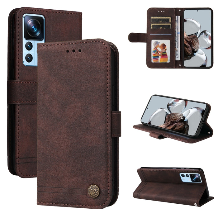 Skin Feel Life Tree Funda de piel para teléfono con botón de metal, For Xiaomi Redmi A1 4G, For Xiaomi 12T / 12T Pro / Redmi K50 Ultra