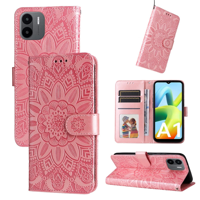 Estuche para teléfono de cuero con estampado de girasol en relieve, For Xiaomi Redmi A1 4G, For Xiaomi 12T / 12T Pro / Redmi K50 Ultra