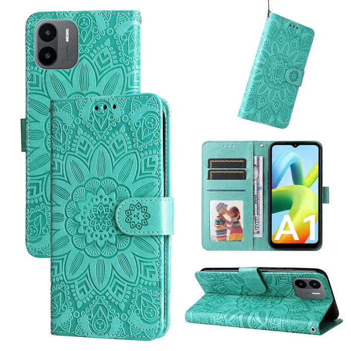 Estuche para teléfono de cuero con estampado de girasol en relieve, For Xiaomi Redmi A1 4G, For Xiaomi 12T / 12T Pro / Redmi K50 Ultra