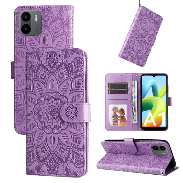 Estuche para teléfono de cuero con estampado de girasol en relieve, For Xiaomi Redmi A1 4G, For Xiaomi 12T / 12T Pro / Redmi K50 Ultra