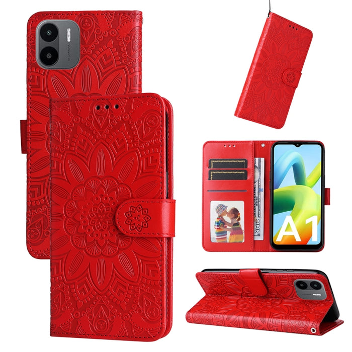Estuche para teléfono de cuero con estampado de girasol en relieve, For Xiaomi Redmi A1 4G, For Xiaomi 12T / 12T Pro / Redmi K50 Ultra