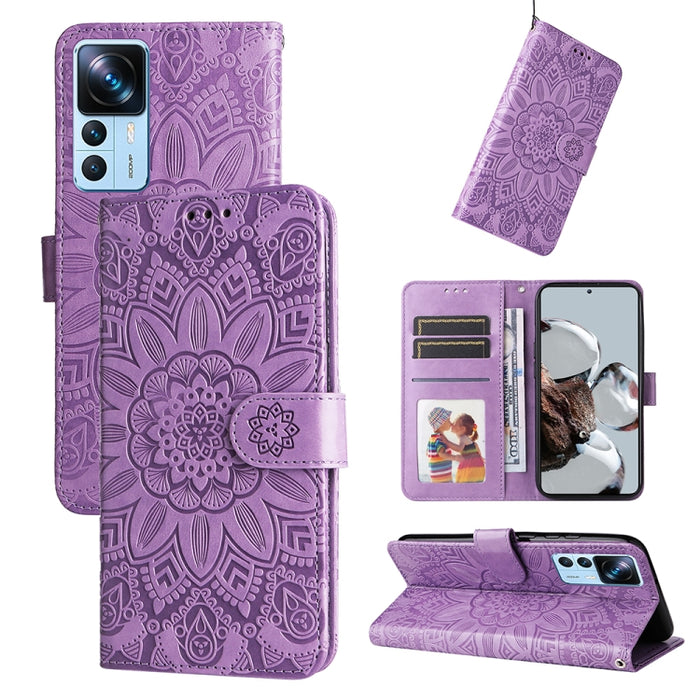 Estuche para teléfono de cuero con estampado de girasol en relieve, For Xiaomi Redmi A1 4G, For Xiaomi 12T / 12T Pro / Redmi K50 Ultra