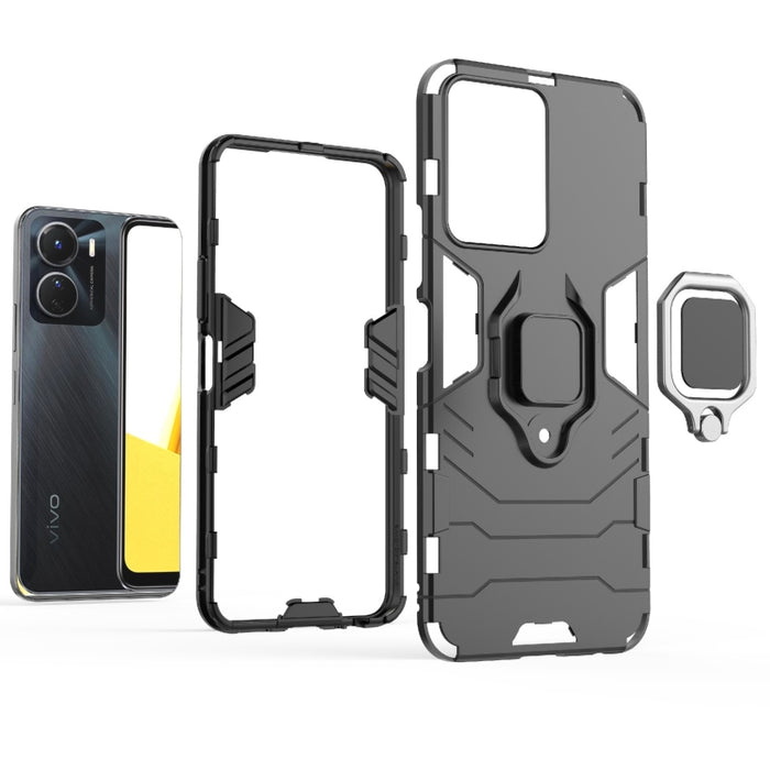Funda protectora para teléfono PC + TPU a prueba de golpes con soporte de anillo magnético, For vivo Y16, For vivo Y35 4G, For Xiaomi Redmi A1