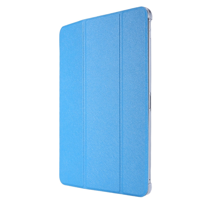 Funda de cuero con tres pliegues horizontales y textura de seda TPU con soporte