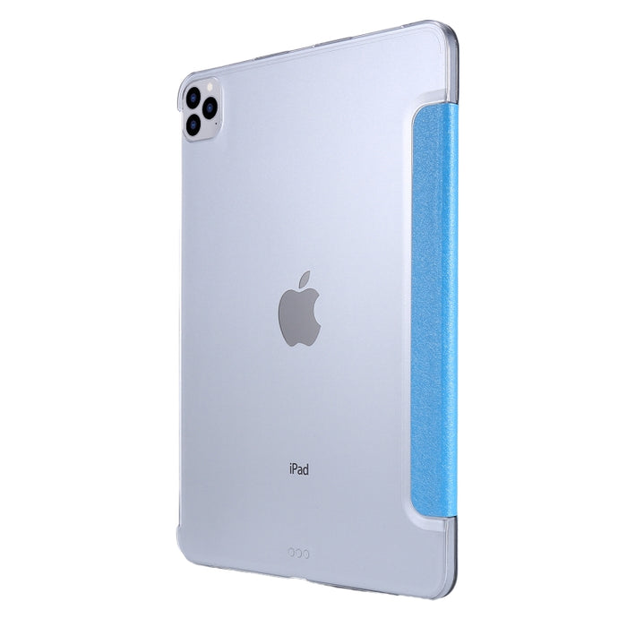 Funda de cuero con tres pliegues horizontales y textura de seda TPU con soporte
