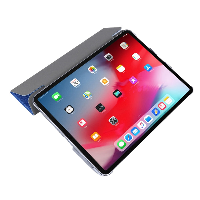 Funda de cuero con tres pliegues horizontales y textura de seda TPU con soporte