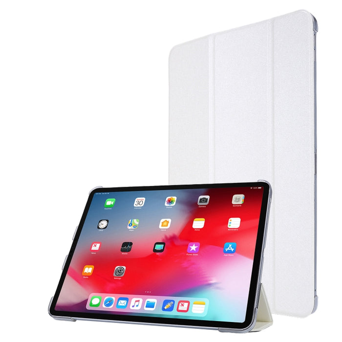 Funda de cuero con tres pliegues horizontales y textura de seda TPU con soporte