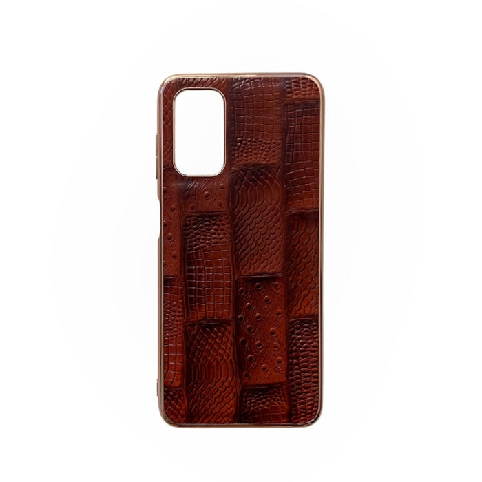 Estuche para teléfono de cuero con textura de mahjong electrochapado nano