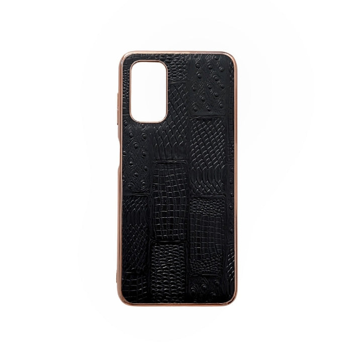 Estuche para teléfono de cuero con textura de mahjong electrochapado nano
