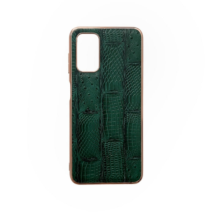 Estuche para teléfono de cuero con textura de mahjong electrochapado nano