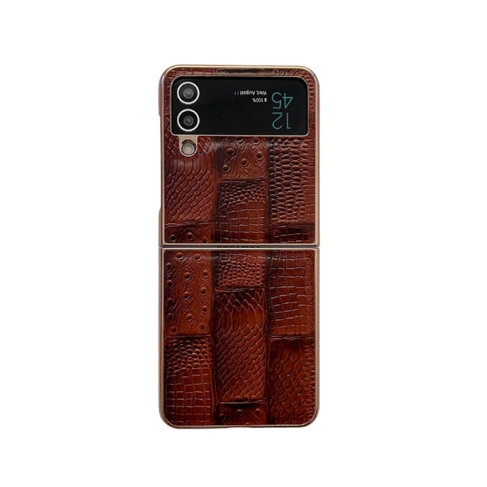 Estuche para teléfono de cuero con textura de mahjong electrochapado nano