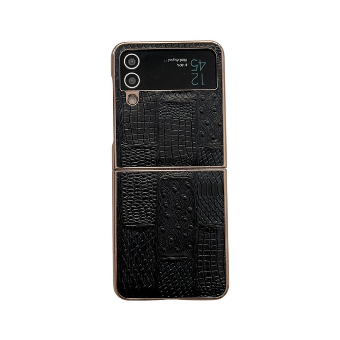 Estuche para teléfono de cuero con textura de mahjong electrochapado nano
