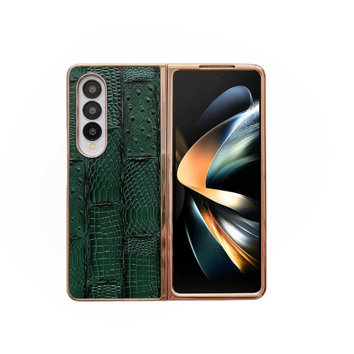 Estuche para teléfono de cuero con textura de mahjong electrochapado nano