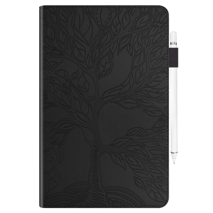 Estuche de cuero con tapa horizontal de la serie Life Tree con soporte