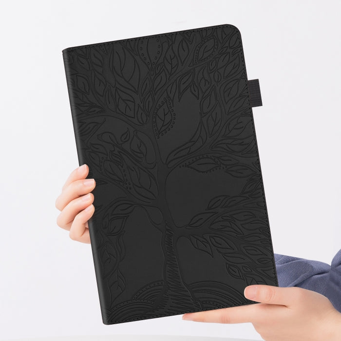 Estuche de cuero con tapa horizontal de la serie Life Tree con soporte