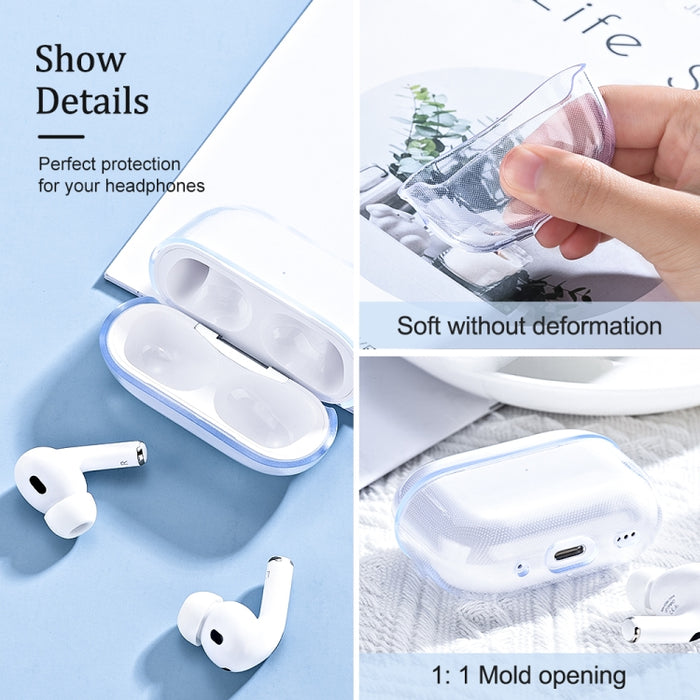 Para AirPods Pro 2 Funda protectora transparente de TPU para auriculares