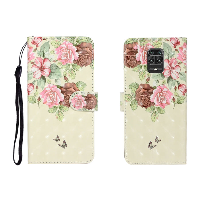 Estuche de cuero con tapa horizontal de dibujo en color 3D con soporte, ranura para tarjeta y billetera, For Xiaomi Redmi Note 9 Pro