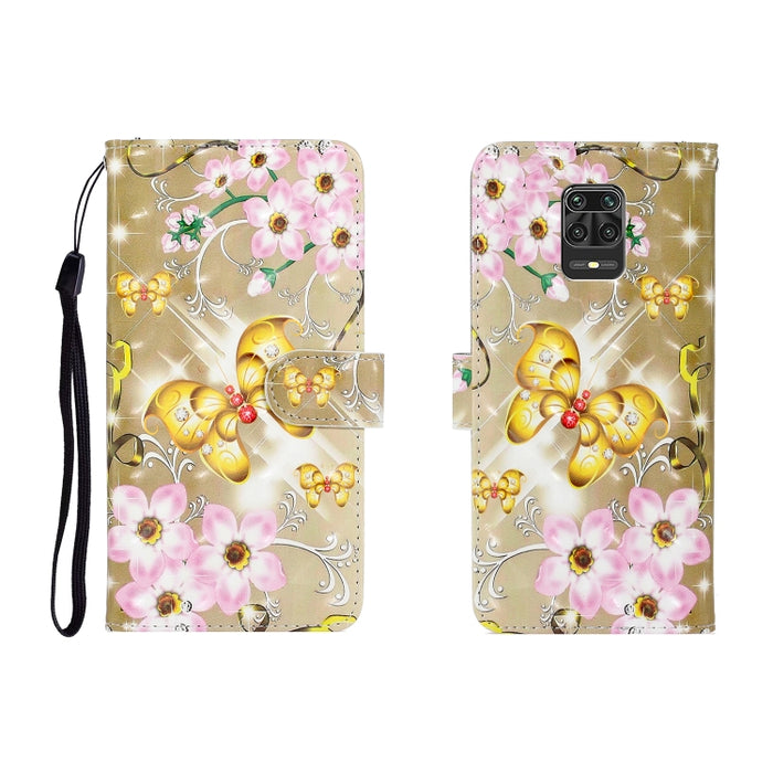 Estuche de cuero con tapa horizontal de dibujo en color 3D con soporte, ranura para tarjeta y billetera, For Xiaomi Redmi Note 9 Pro