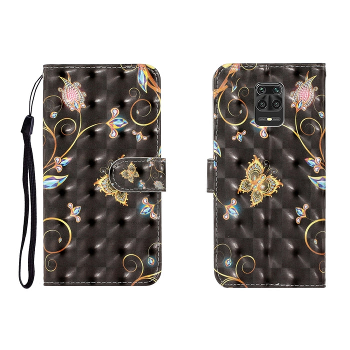 Estuche de cuero con tapa horizontal de dibujo en color 3D con soporte, ranura para tarjeta y billetera, For Xiaomi Redmi Note 9 Pro