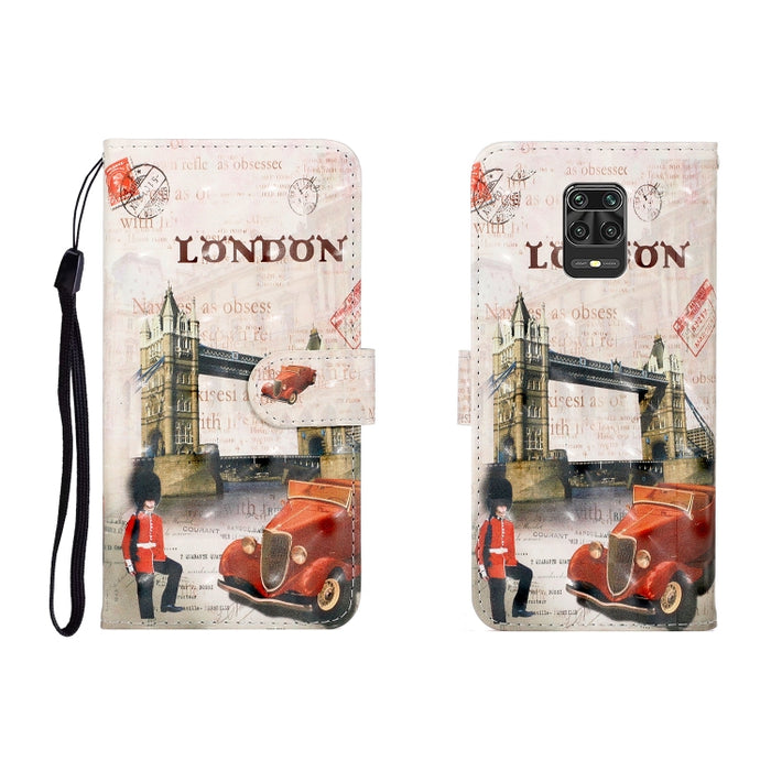 Estuche de cuero con tapa horizontal de dibujo en color 3D con soporte, ranura para tarjeta y billetera, For Xiaomi Redmi Note 9 Pro