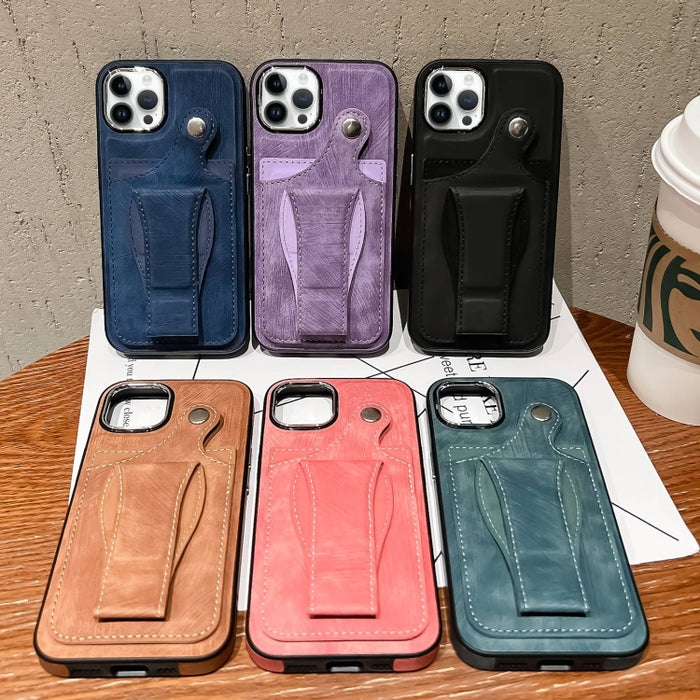 Estuche para teléfono con tarjetero de rotación lateral de cuero