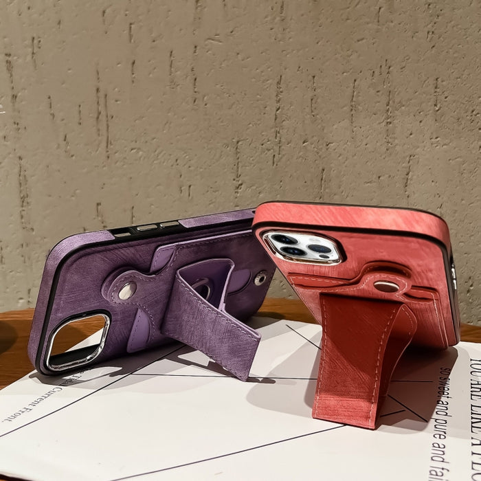 Estuche para teléfono con tarjetero de rotación lateral de cuero