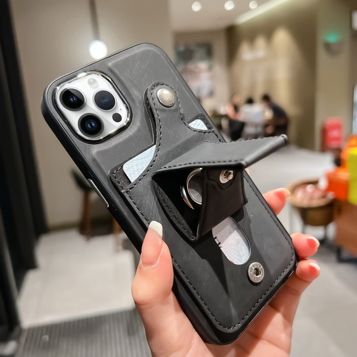 Estuche para teléfono con tarjetero de rotación lateral de cuero