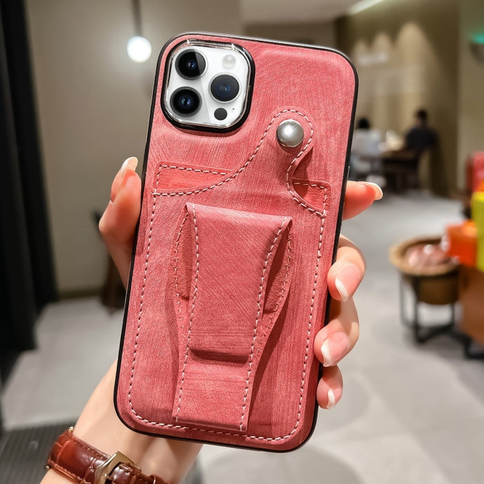 Estuche para teléfono con tarjetero de rotación lateral de cuero