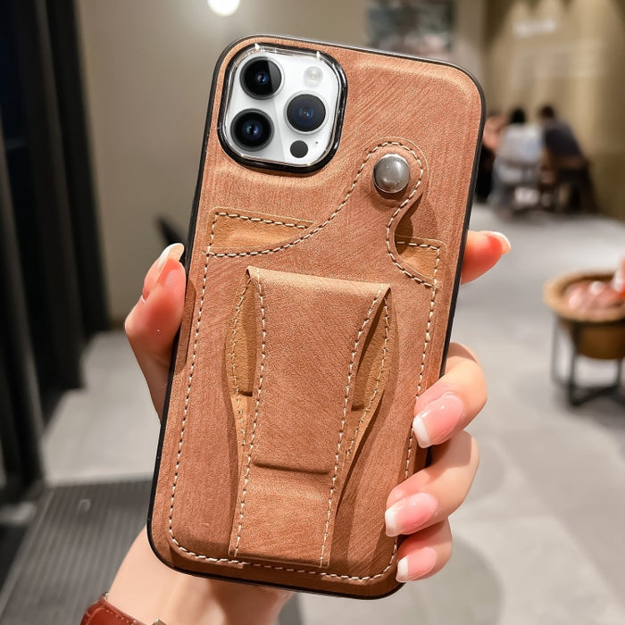 Estuche para teléfono con tarjetero de rotación lateral de cuero