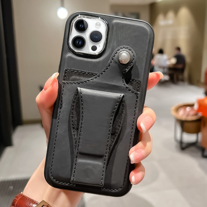 Estuche para teléfono con tarjetero de rotación lateral de cuero