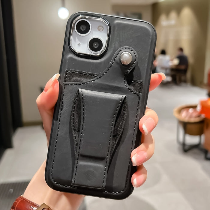 Estuche para teléfono con tarjetero de rotación lateral de cuero