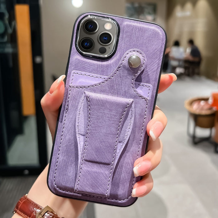 Estuche para teléfono con tarjetero de rotación lateral de cuero