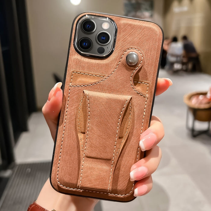 Estuche para teléfono con tarjetero de rotación lateral de cuero