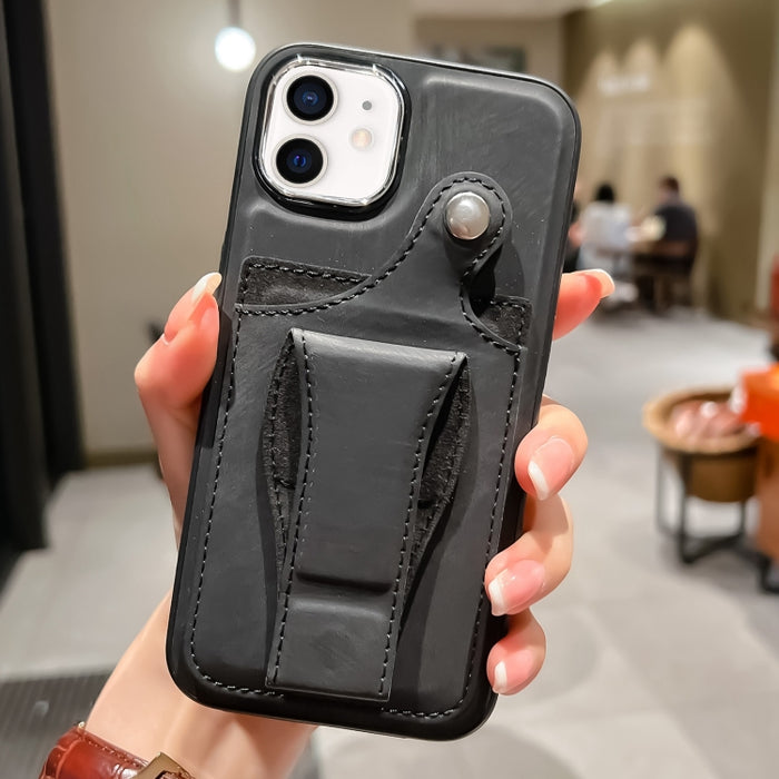 Estuche para teléfono con tarjetero de rotación lateral de cuero