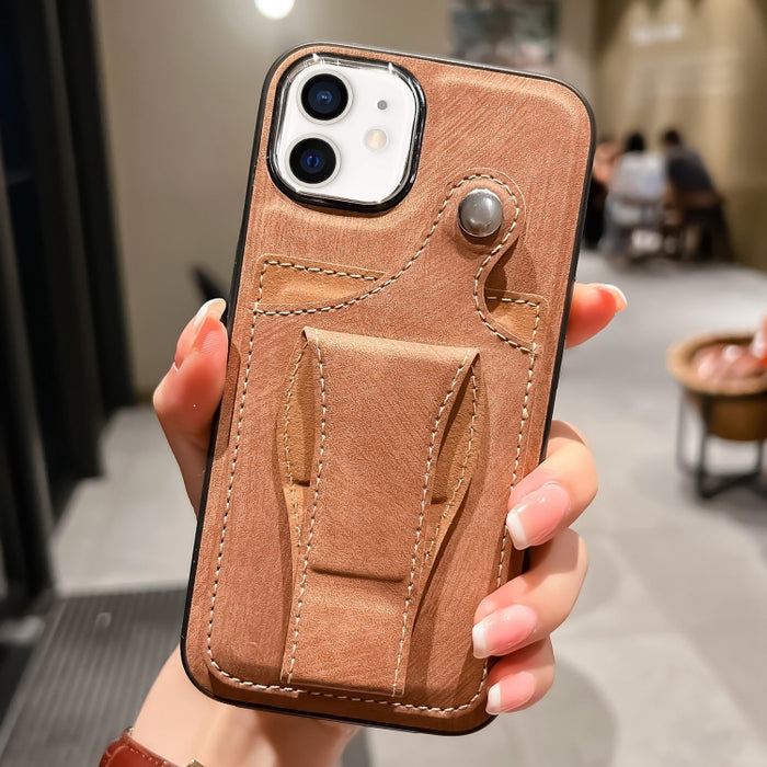 Estuche para teléfono con tarjetero de rotación lateral de cuero