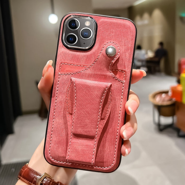 Estuche para teléfono con tarjetero de rotación lateral de cuero