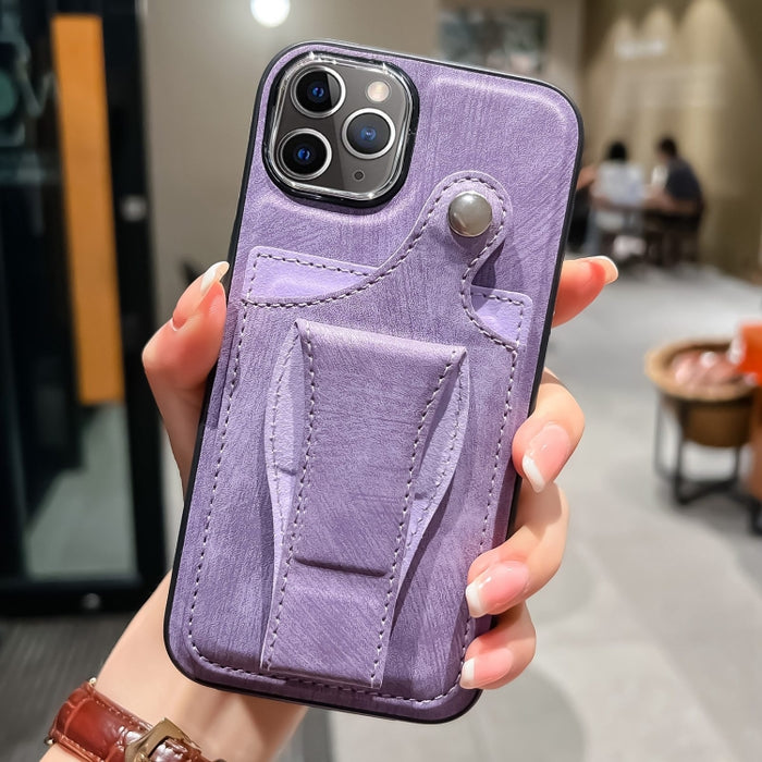 Estuche para teléfono con tarjetero de rotación lateral de cuero