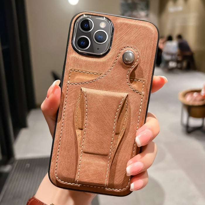 Estuche para teléfono con tarjetero de rotación lateral de cuero